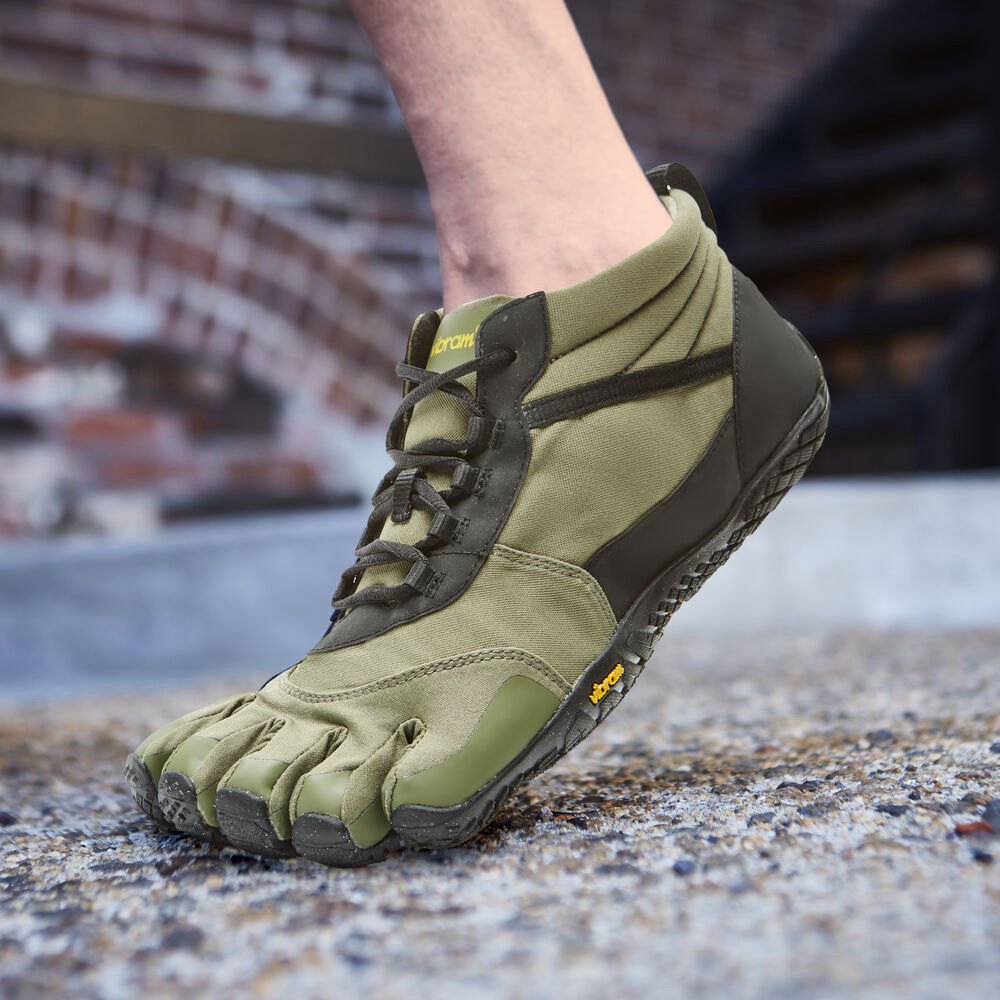 Vibram Five Fingers Mens V-Trek Insulated - Barefoot Shoes Olive - SER265401